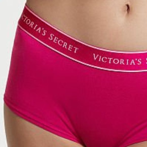 VS XS Boyshort Logo Waist Berry Blush NWT - Picture 6 of 9
